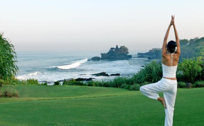Yoga by the cliff