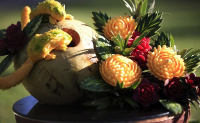 theme party activities - fruit carving arrangement